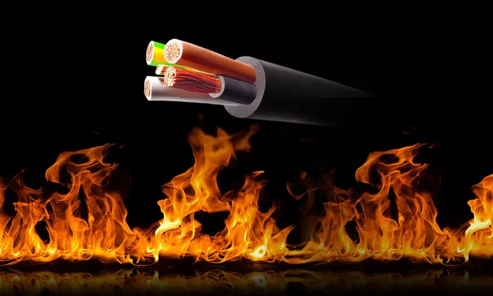 Flame retardant polymer undergoing a controlled laboratory fire test